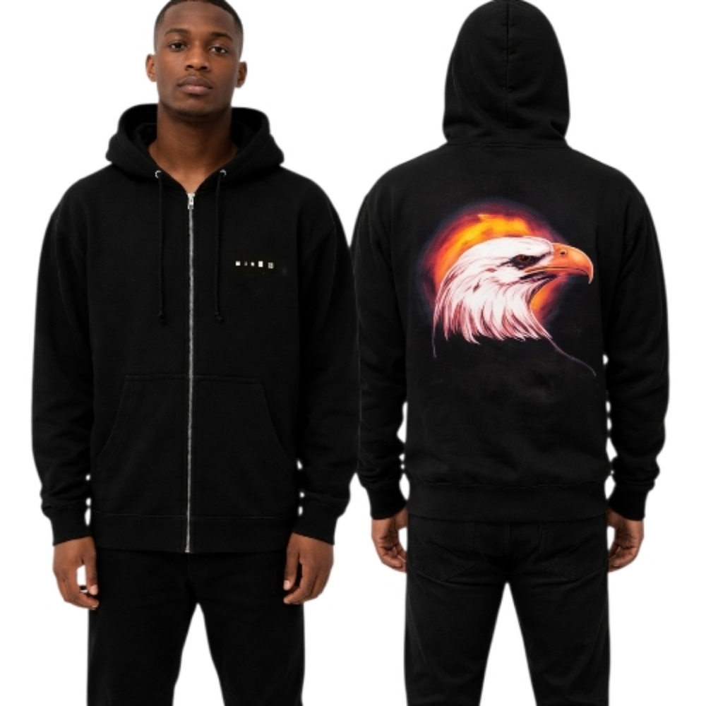 Travis Scott Birds In The Trap‎ Eagle Graphic Zip-Up Hoodie Black